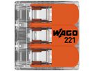 Verbindungsklemme WAGO 221 3×0.5…6mm² Hebel 32A 450V orange transparent