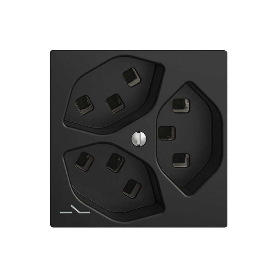 Steckdose 3×T23 Feller EDIZIOdue F, 1×getrennt, Steckklemmen, schwarz