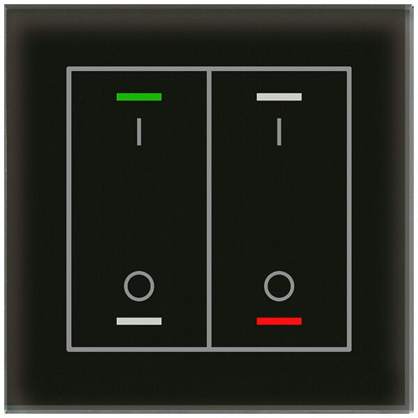 Pulsante KNX RGBW INC MDT BE-GTL2TS.B1S 2t/4a temp.vetro nero "I/O"