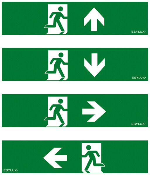 Set de pictogrammes ESYLUX SLA 14m flèche d/g/b/h 350×85mm