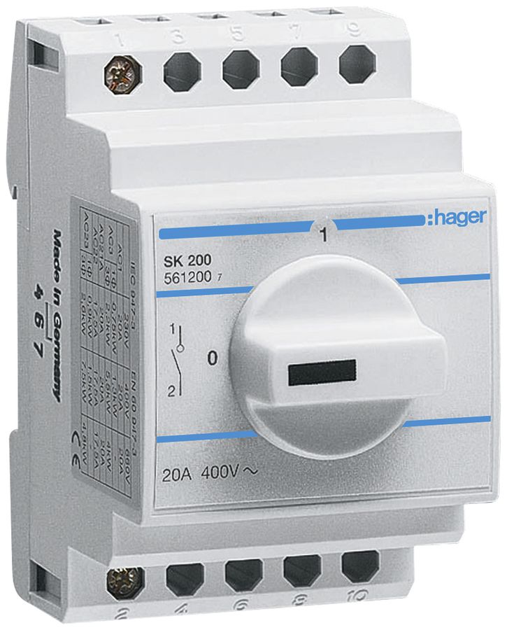 REG-Drehschalter Hager 20A 400V 1 Schliesser 0 Öffner 0 Wechsler 3TE