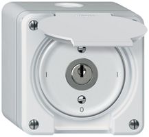 AP-Schlüsselschalter robusto Ausschalter 3×1-polig 16A 250V 86×86mm weiss