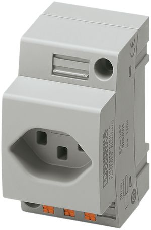 REG-Steckdose Phoenix Contact EO-J/PT, Typ 23, Push-In, grau