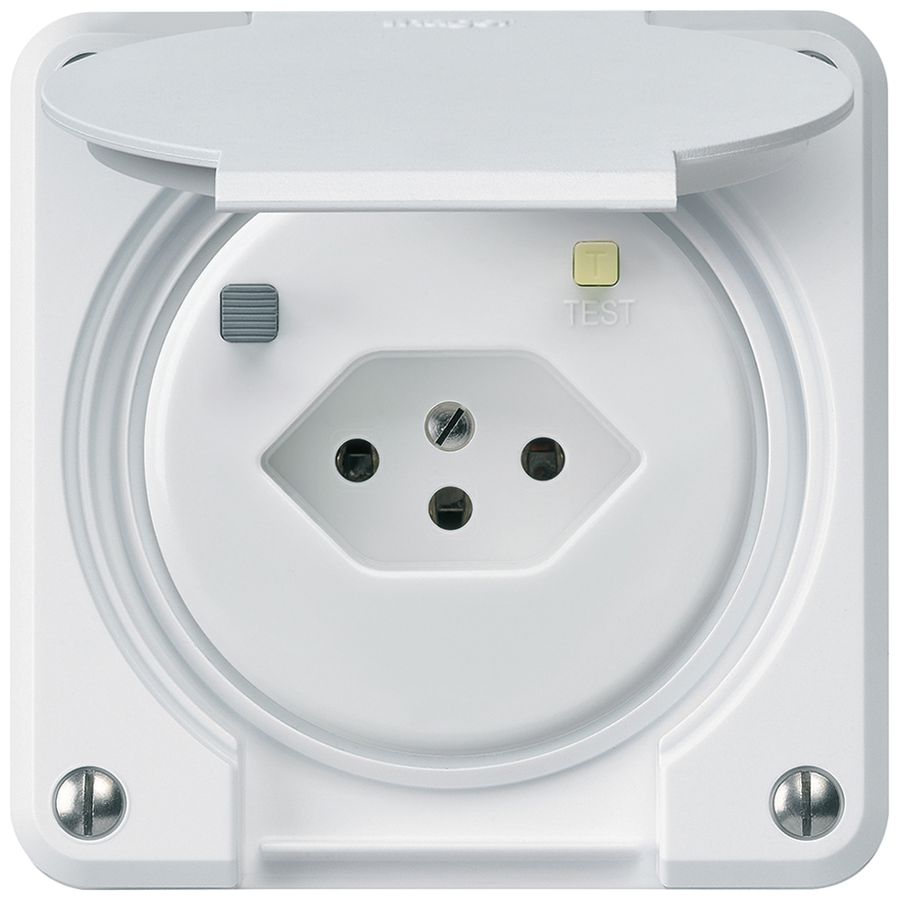 UP-FI-Steckdose robusto C T13 30mA weiss