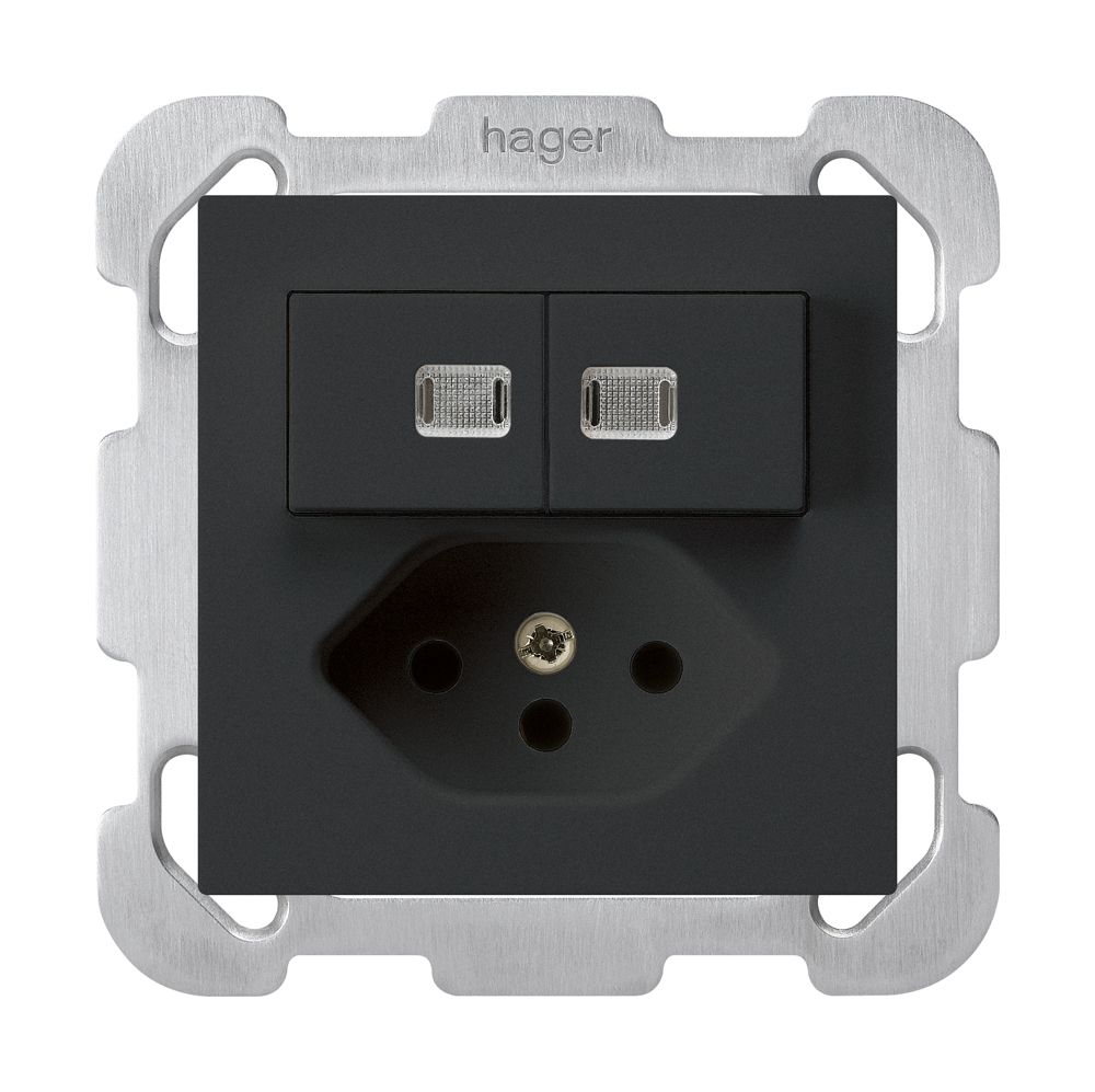 UP-Leuchtkombination 1/3+3/1P+T13 schwarz kallysto 2 Linsen Befestigungsplatte