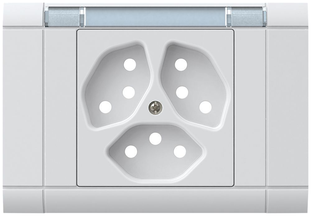 EB-Frontset kallysto, für EB-Steckdose 3×Typ 13, mit Bezeichnungsträger, weiss