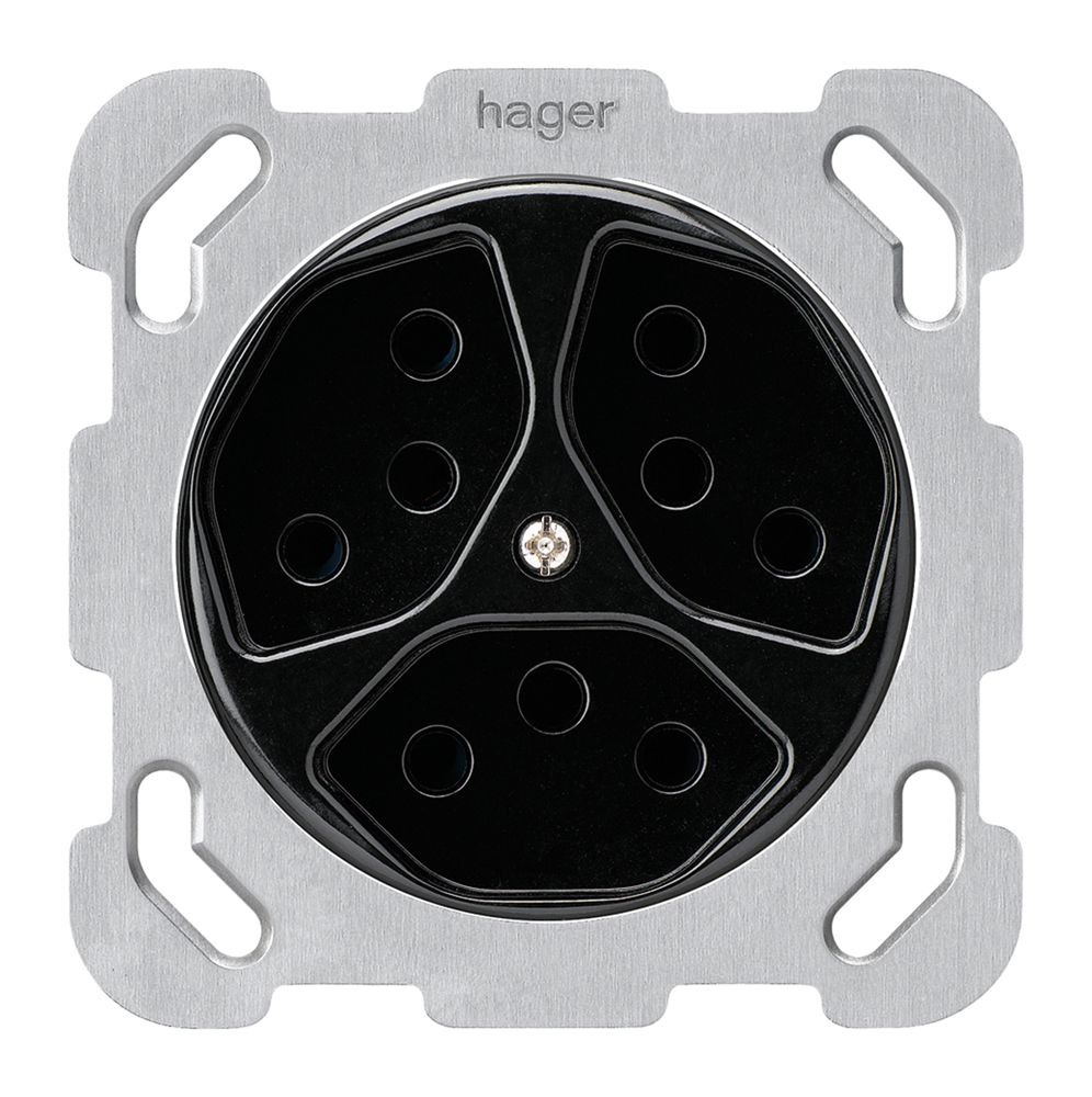 Insert pour prise ENC basico 3×type 13 avec plaque de fixation noir