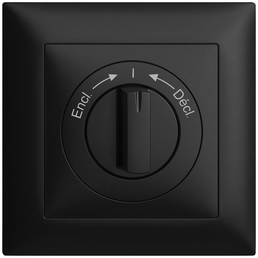 Kit frontal EDIZIOdue Encl.->I<-Décl. noir 88×88mm pour contact pivotant