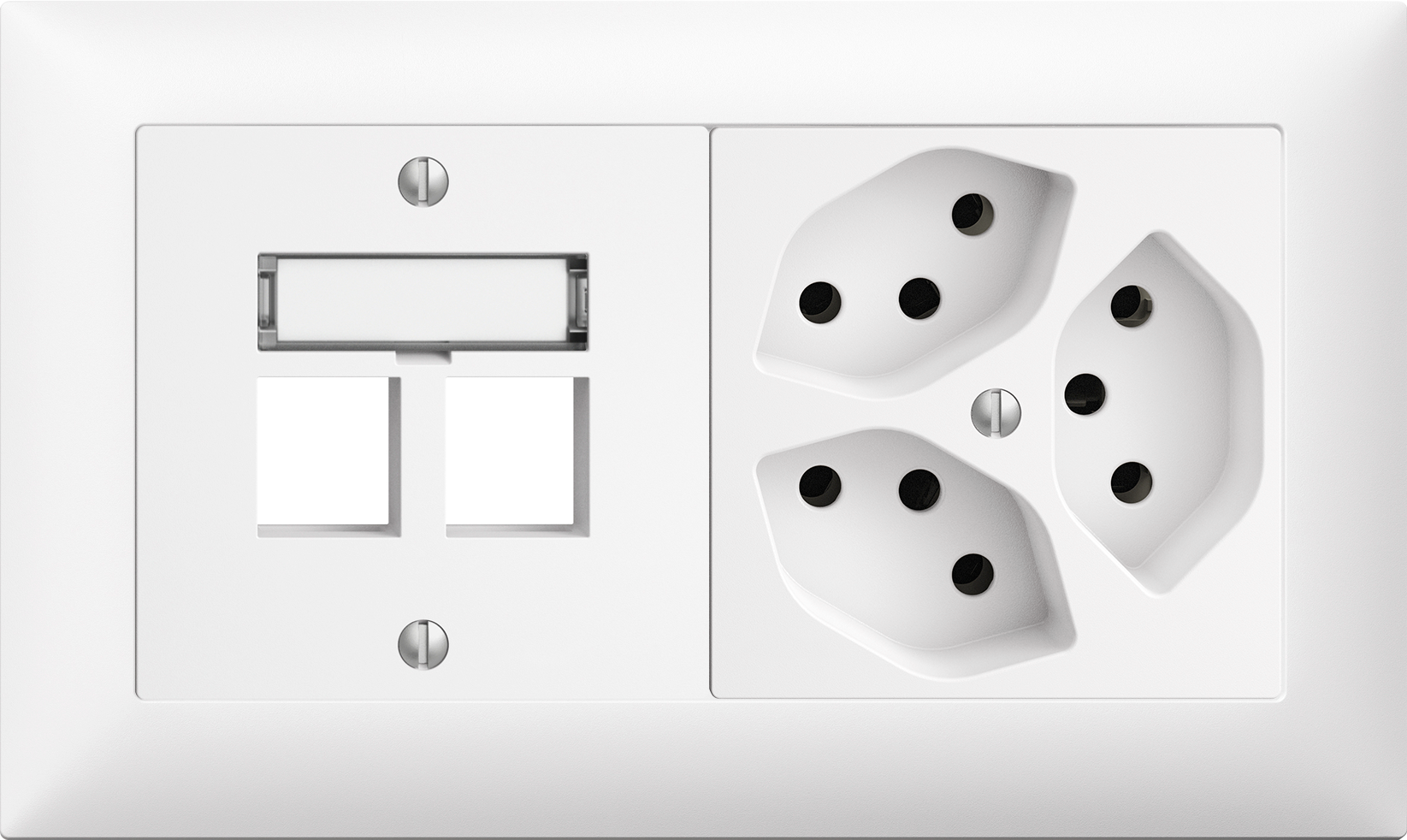 Combinazione INC Edue 1×2, 2×Keystone + Presa 3×T13 bi