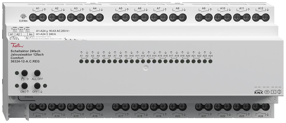 Actionneur de commutation 24×/jalousie 12× AMD Comfort, 4mA, 250V, 16A, 12UM