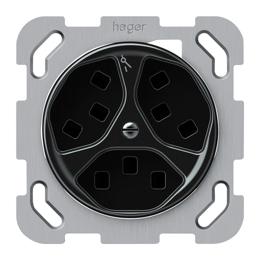 UP-Steckdose origin 3×Typ 23 1×S 16A 230V 77×77mm schwarz