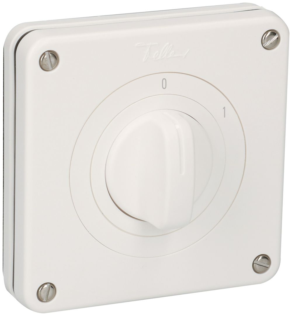 UP-Ausschalter NEVO, 20A, 2P, 87×87mm, 60°, 0-1, weiss