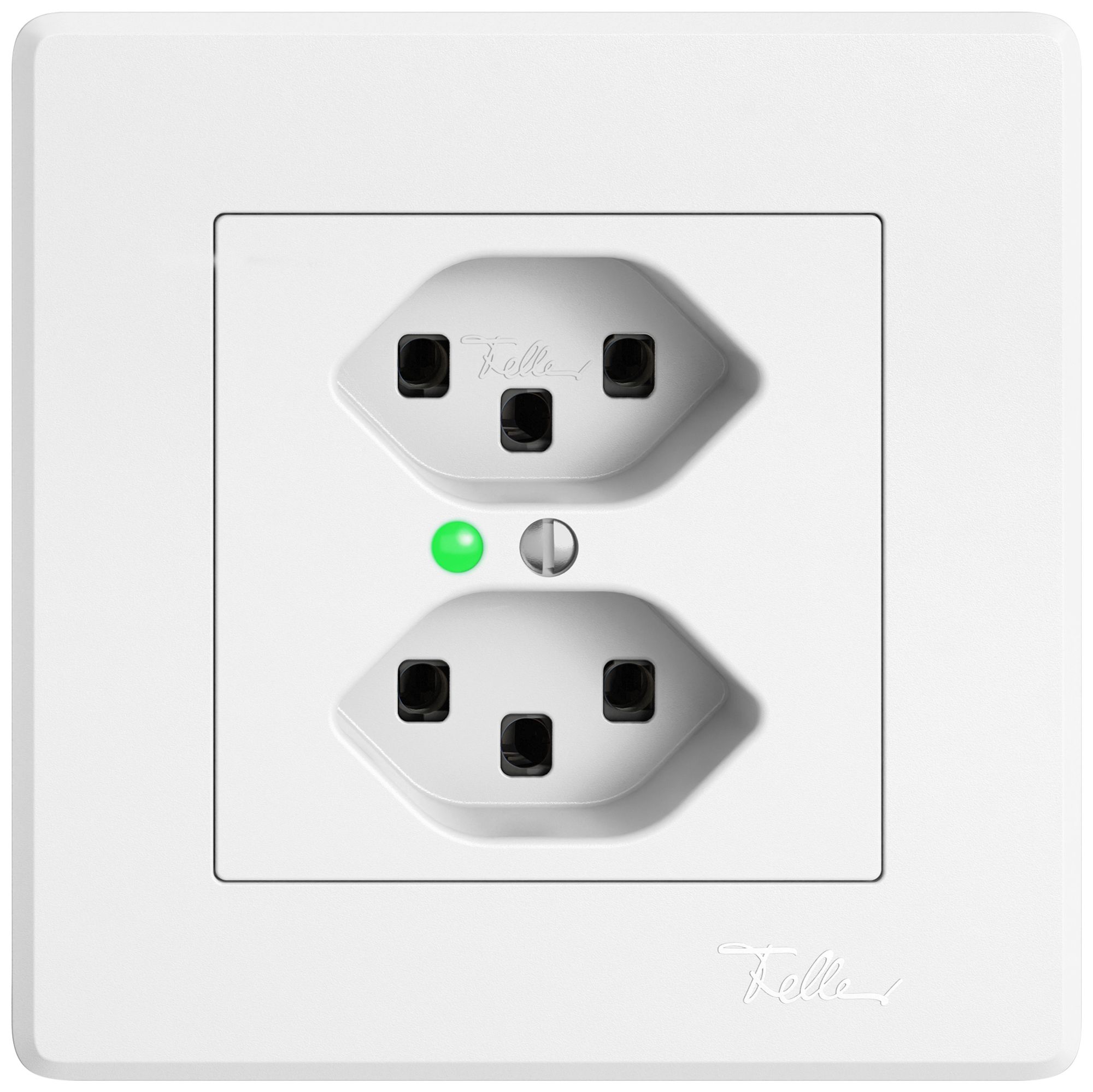 UP-Steckdose EDIZIO.liv SNAPFIX® 2×T23 mit LED grün ws