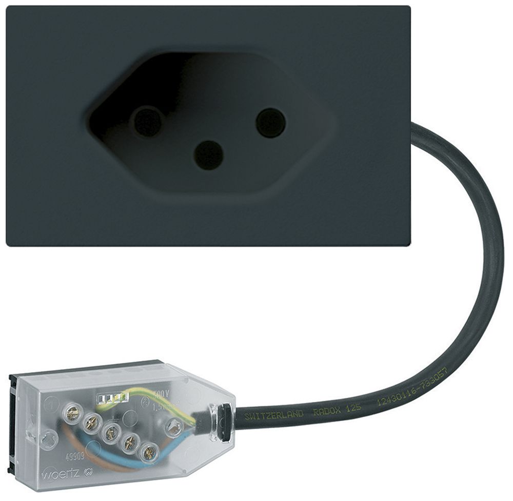 Presa INS 1×tipo 13 Hager FLF per cavo piatto Technofil L1 nero