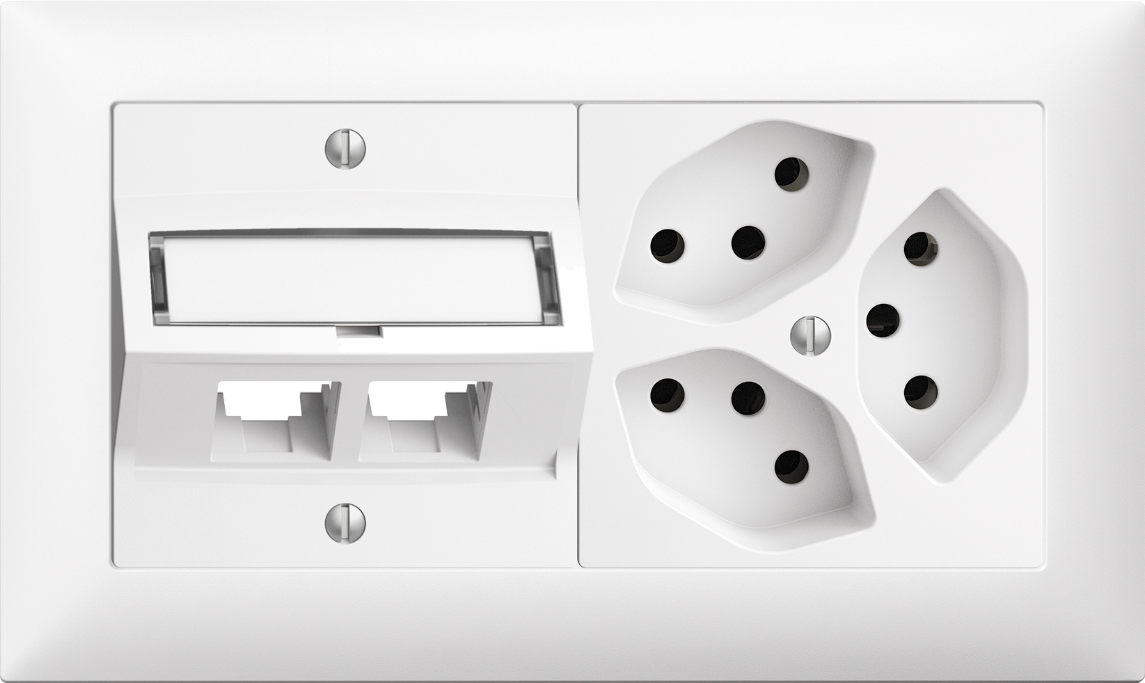 Combinaison ENC Edue 1×2, K de mon S-One p.2×RJ45 oblique+3×T13 bc