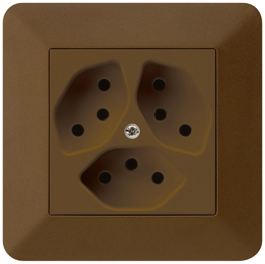 UP-Steckdose kallysto.trend 3×T13 braun mit Kinderschutz