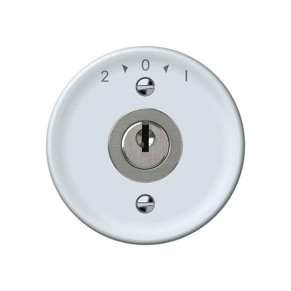 Poussoir pivotant origin avec cylindre 1P 2>0<1 10A 230V 60×60mm blanc