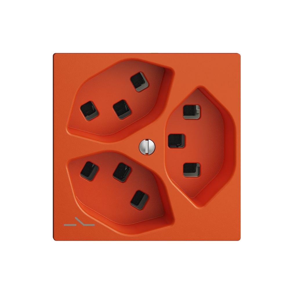Steckdose 3×T23 Feller EDIZIOdue F, 1×getrennt, Steckklemmen, orange
