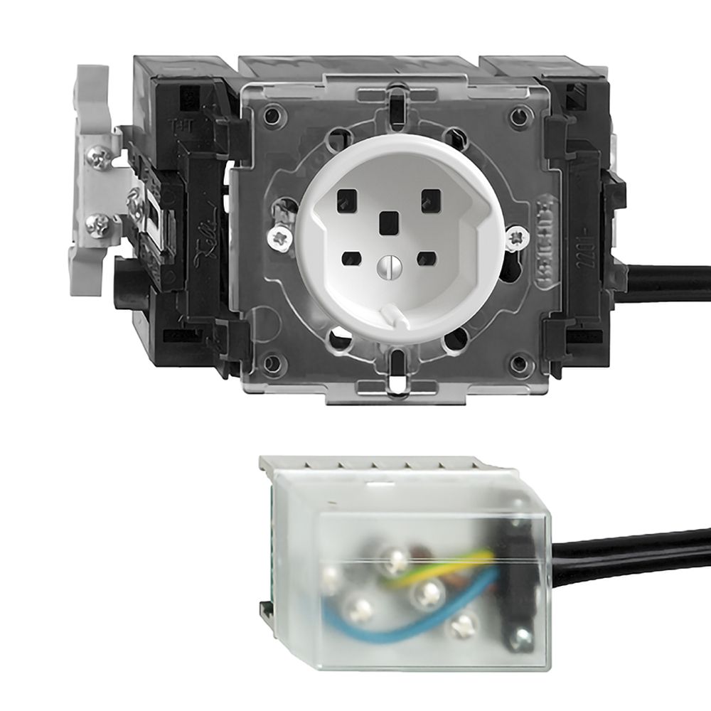 EB-Steckdose FH T25 16A weiss 53mm Snap für Flachkab.Powerbus