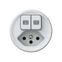 Kombination origin 2×Tasten 2×beleuchtet 2CO+T13 1P 0<1 10A 230V 60×60mm weiss