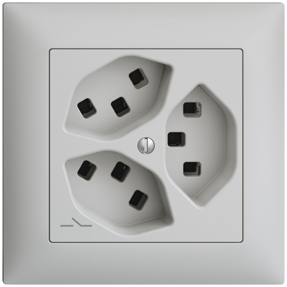 UP-Steckdose 3×T23 Feller EDIZIOdue FMI, 1×getrennt, Steckklemmen, hellgrau