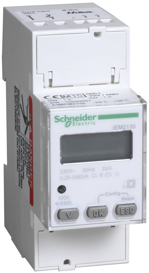Compteur d'énergie AMD Schneider Electric iEM2135 1P 63A Plus MID