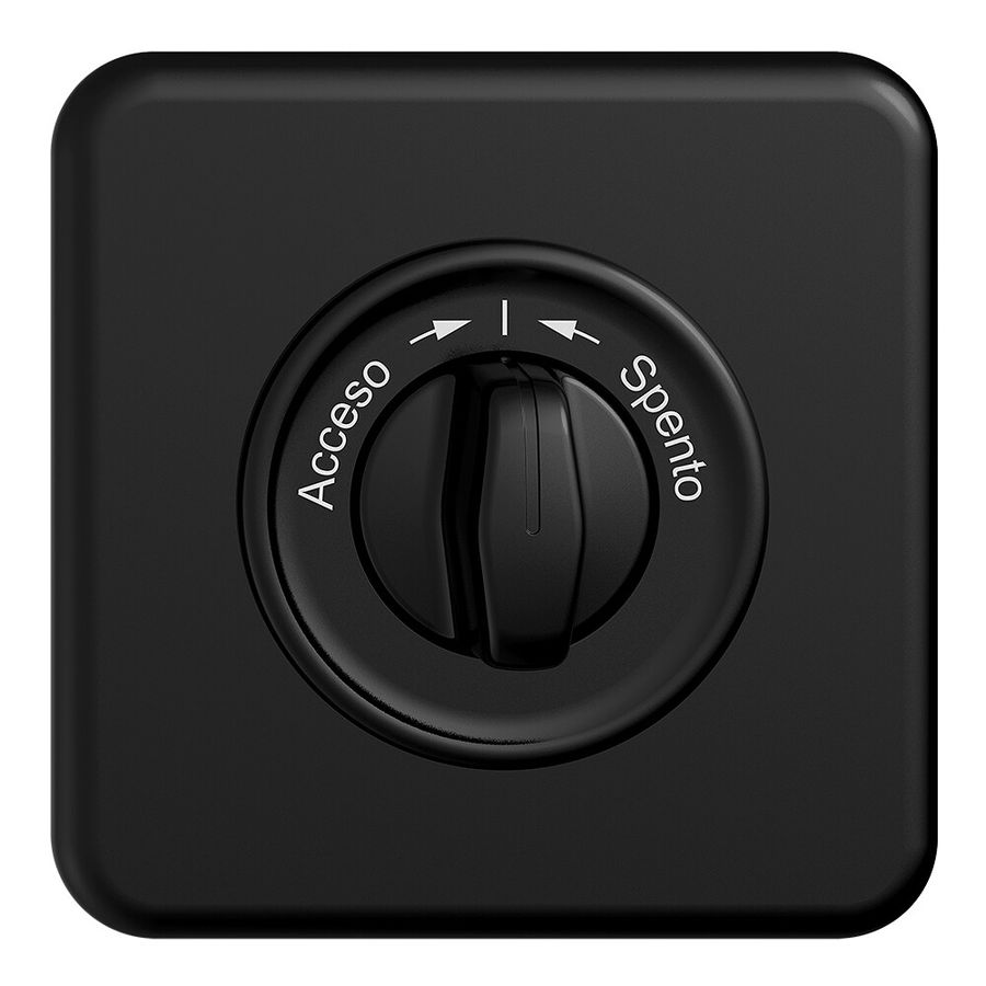 Kit frontale STANDARDdue Acceso->I<-Spento nero 90×90mm per pulsante girevole