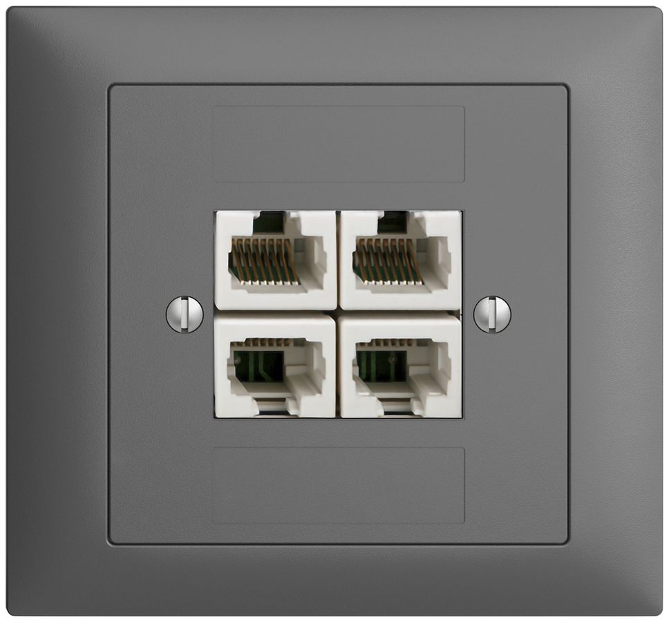 EB-Dose 4×RJ45/u 4P getr. EDIZIOdue dunkelgrau, ITplus
