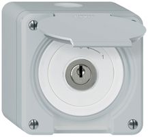 Contatto rotativo chiave AP robusto IP55 grigio con coperchio 1P