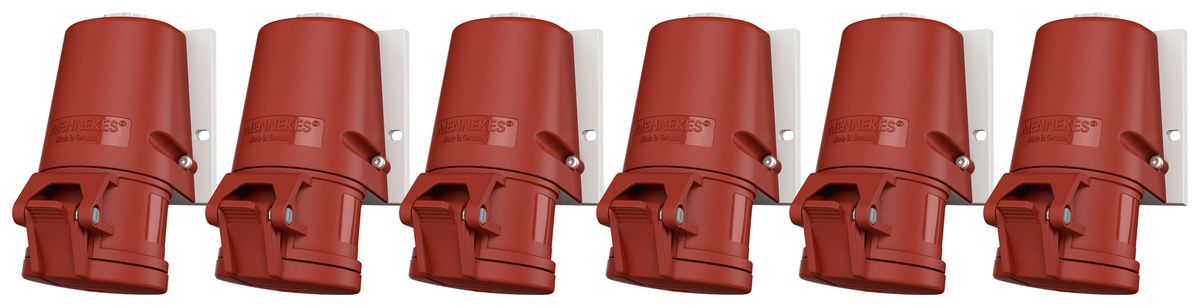 Set di prese AP CEE Mennekes 3LNPE 32A rosso 6 pezzi