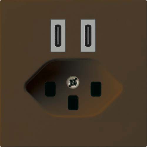 Prise de charge USB Hager kallysto C-C 20W+T23 5V 60×60mm brun