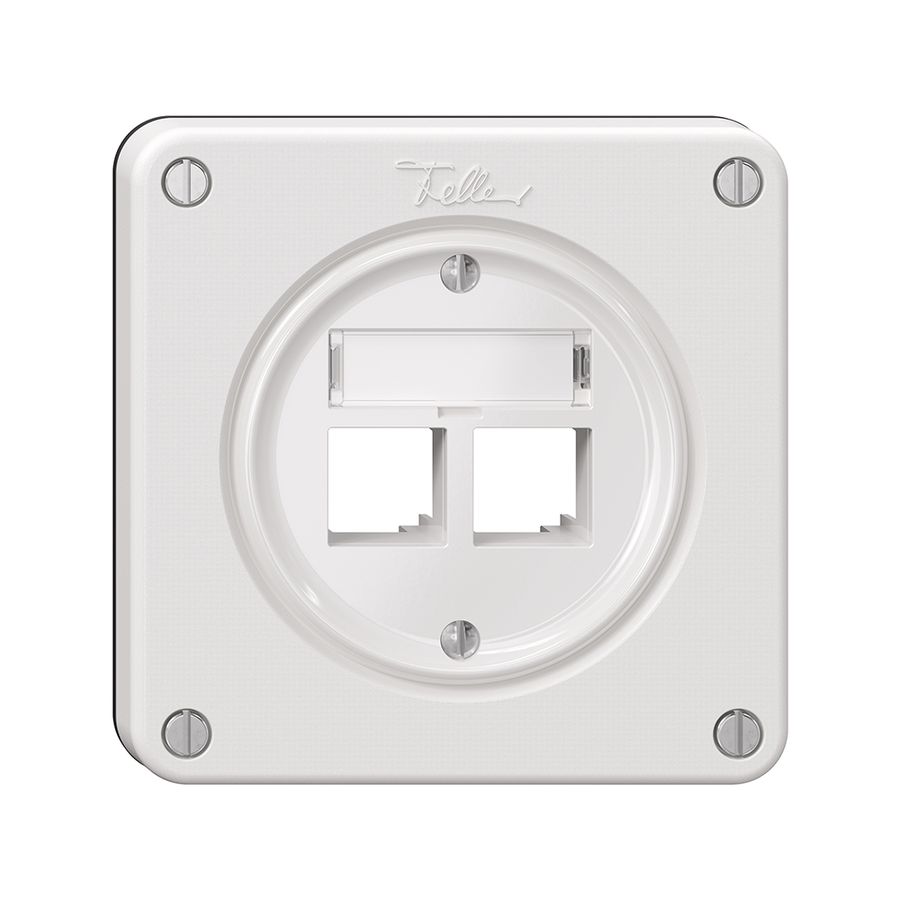 Kit de montage Feller S-One EASYNET, pour 2×RJ45, profondeur 28 mm, blanc