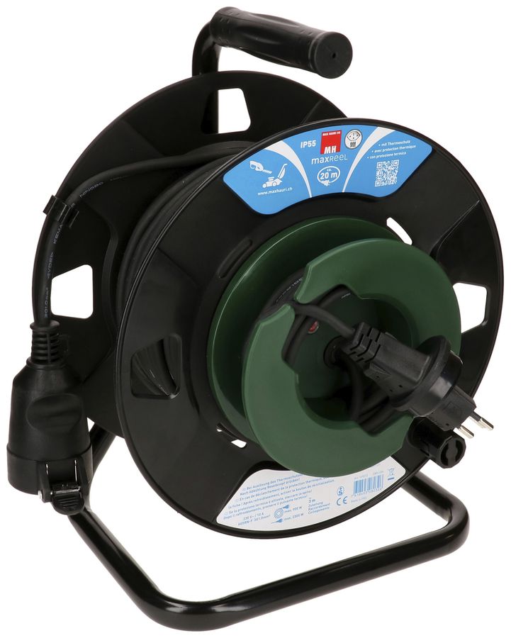 Kabelrolle MH maxReeL 1×T13 3×1mm² 20m IP55 schwarz/grün