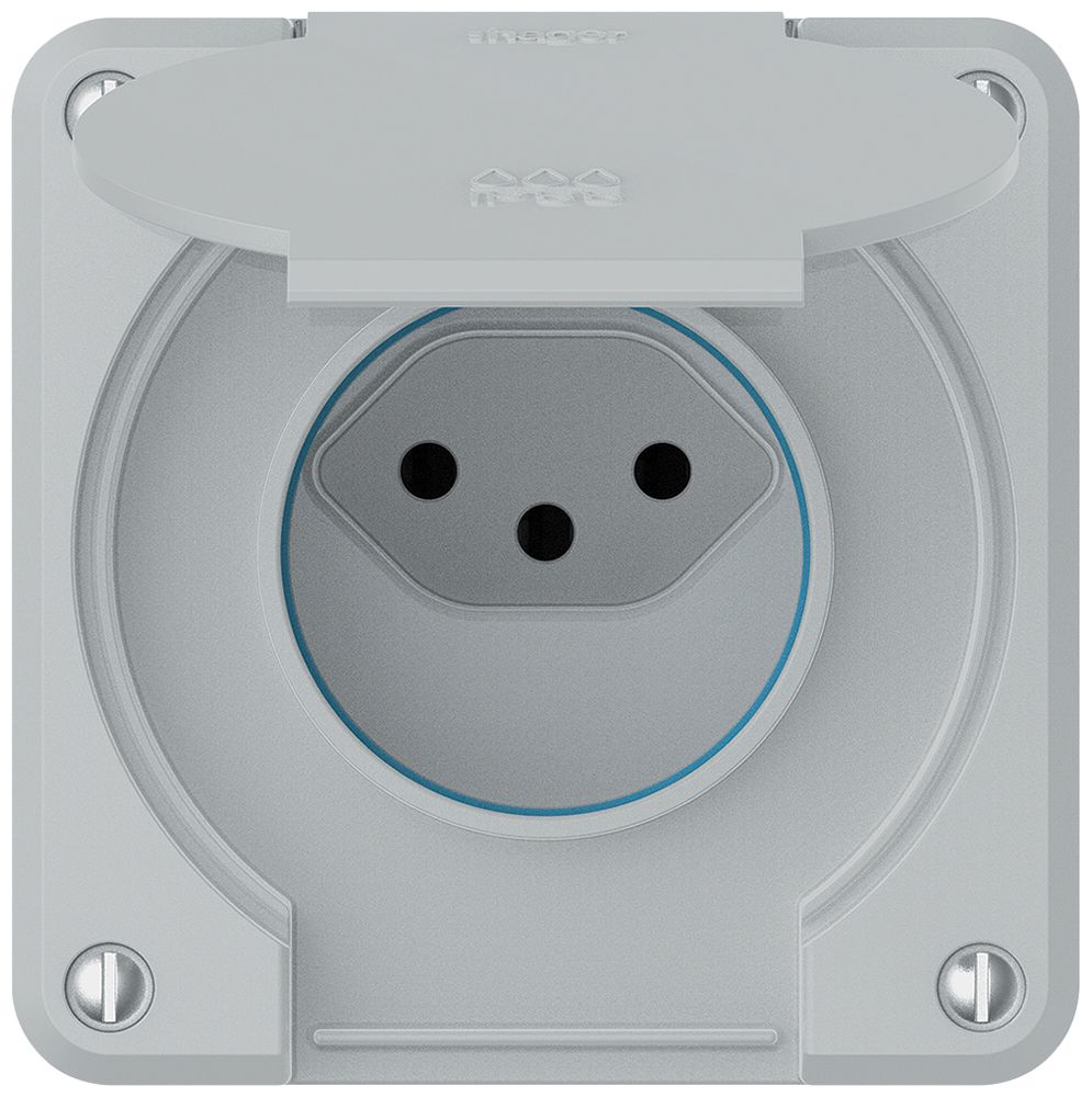 Presa INC robusto 1×tipo 13 IP55 grigio chiaro