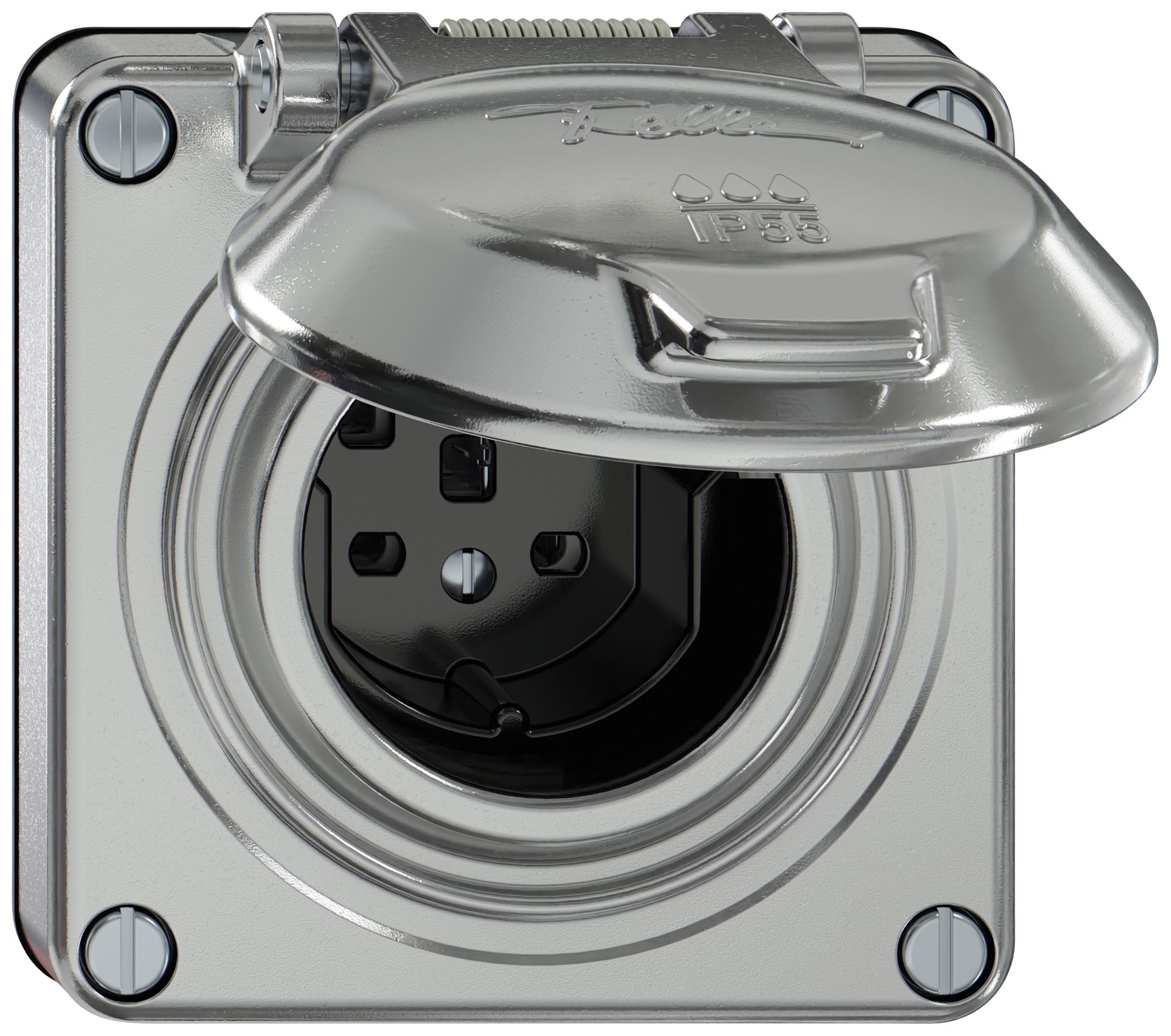 Steckdose ELEMENT SNAPFIX® 1×Typ 25 16A 440V mit Klappdeckel IP55 alu