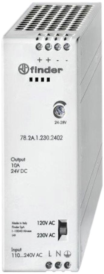 EB-Schaltnetzteil Finder 78.2A, IN: 120…250VAC, OUT: 24…28VDC/10A