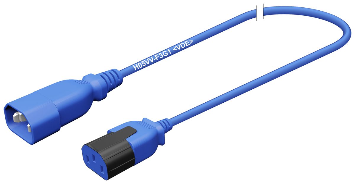 Apparatekabel Stecker C14 Buchse C13 3×1mm² 250VAC/10A blau 3m