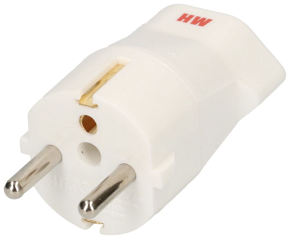 Übergangsstecker 2L+PE 16A 250V Schuko/NF / Typ 23 weiss