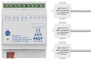 REG-Energiezähler KNX MDT EZ-0363.01 1L/3L 63A Wandler 4UM