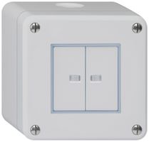 Interrupteur AP robusto IP55 schema 3/contact à poussoir 2×lumineux gris