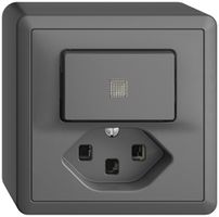 AP-Leuchtkombination 3/1L+T23 dunkelgrau KS EDIZIOdue mit Linse, LED gelb