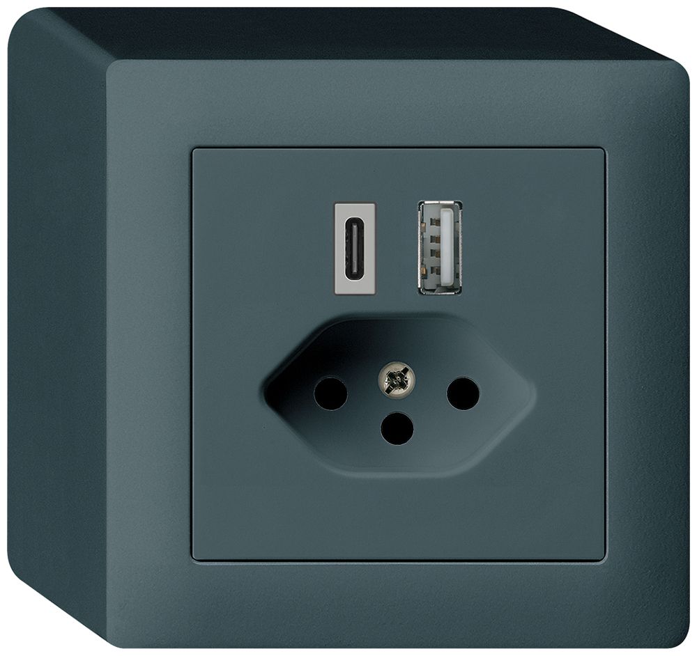 Prise de charge USB AP kallysto 18W PD 1×type A 1×type C T13 anthracite