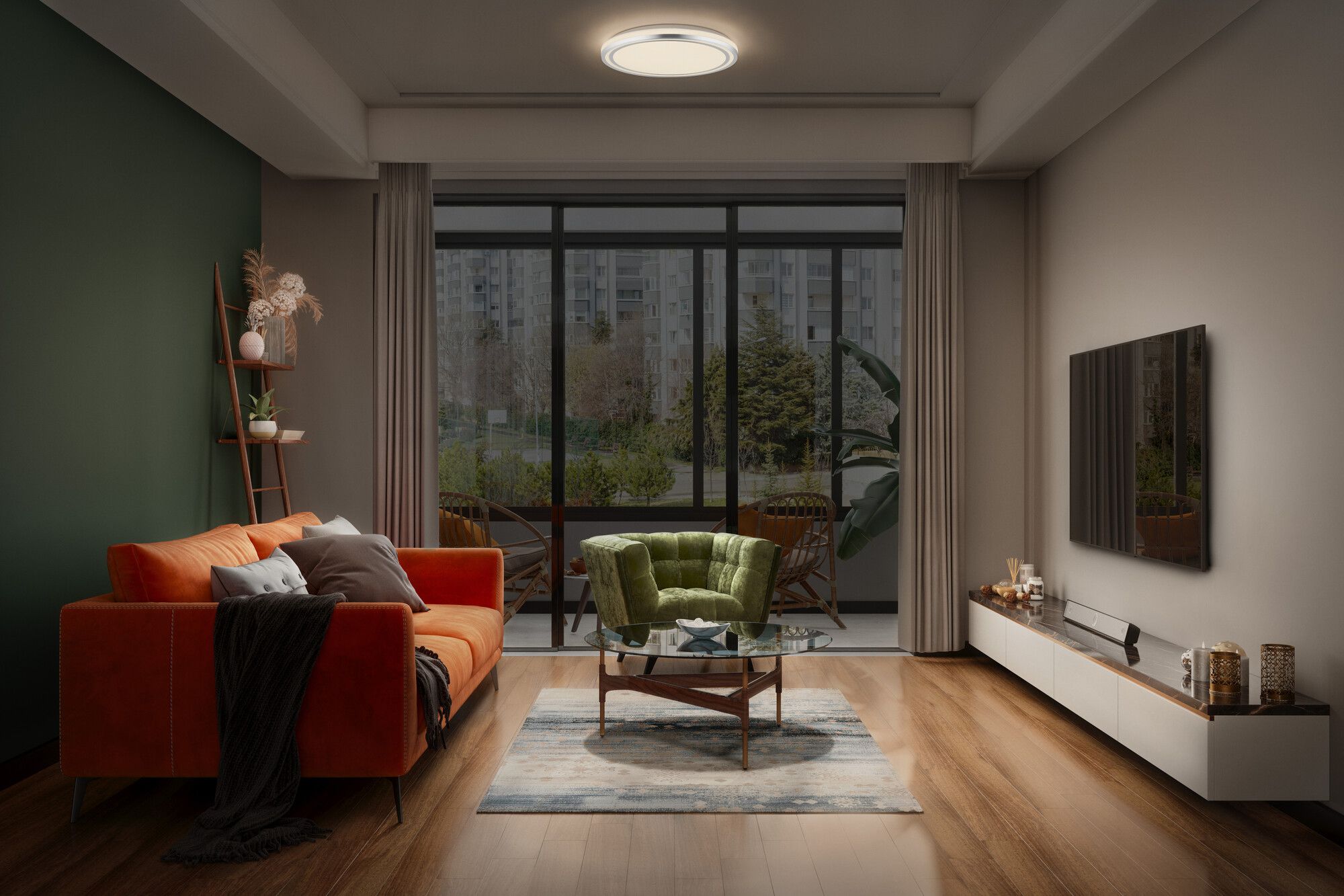 LED-Deckenleuchte LEDVANCE Orbis Helman 36W 2500lm 830 Ø485×65mm Silber