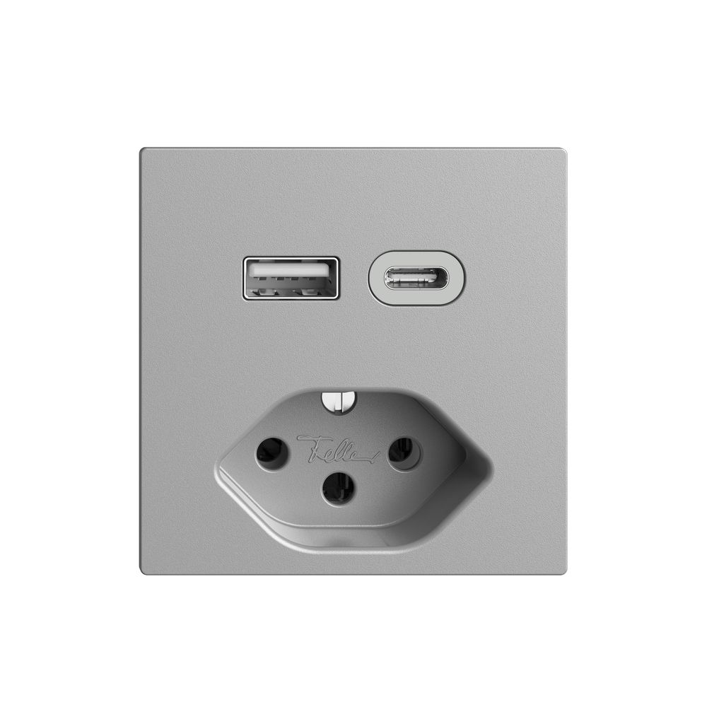 Steckdose USB Typ A+C + Typ 13 Feller EDIZIOdue F 230V 3000mA silver