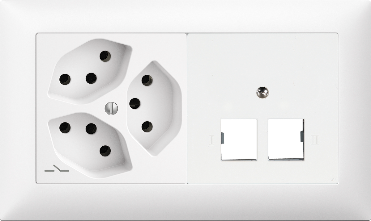 Combinaison ENC Edue 1×2, Prise 3×T13 1×S + R&M 2×RJ45 bc