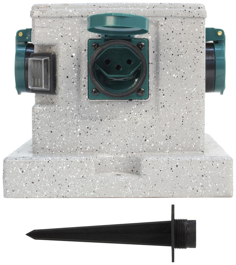 Gartensteckdose Steffen GardenLine Steinoptik 4×T13 Kabel 3m IP55