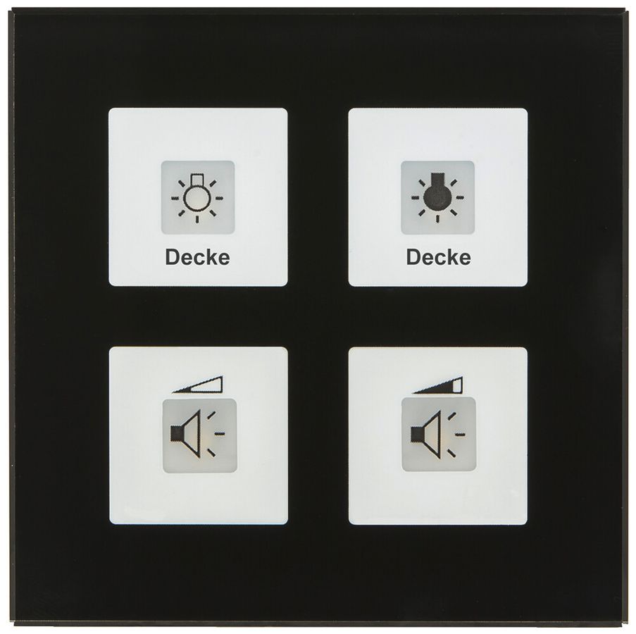 UP-Taster KNX RF+ MDT RF-GTT4S.01 4T/4B LED Temp Aktor 2-Kan Glas schwarz