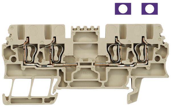 Durchgangs-Reihenklemme Weidmüller ZDU 1.5/2X2AN Zugfeder 1.5mm² 2L TS35 beige