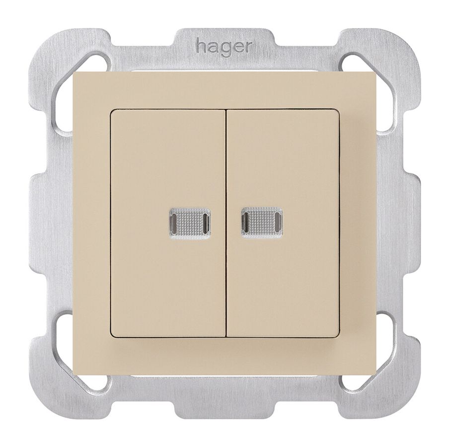 Pulsante luminoso INC kallysto 2×AR/1P con 2 lenti beige