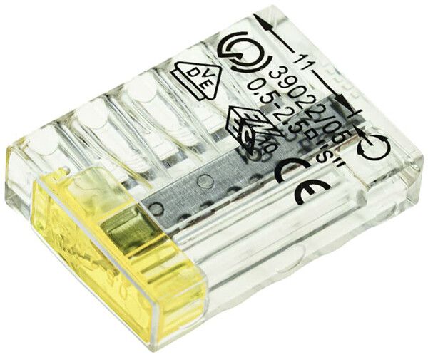 Borne de connexion Woertz 5P 0.5…2.5mm² jaune transparent